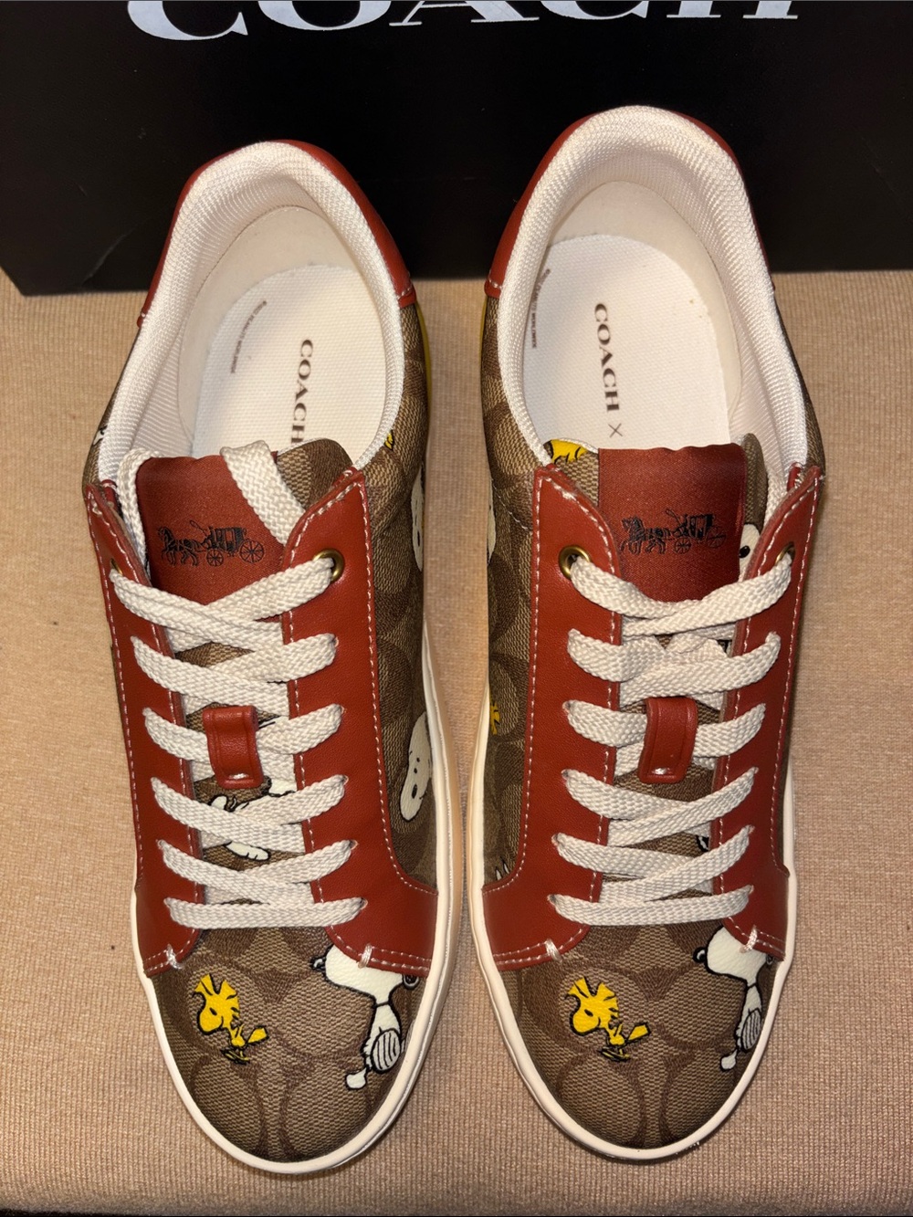 New Coach X Peanuts Clip Low Top Sneaker Signature Canvas SnoopyWoodstock Print - Picture 4 of 11